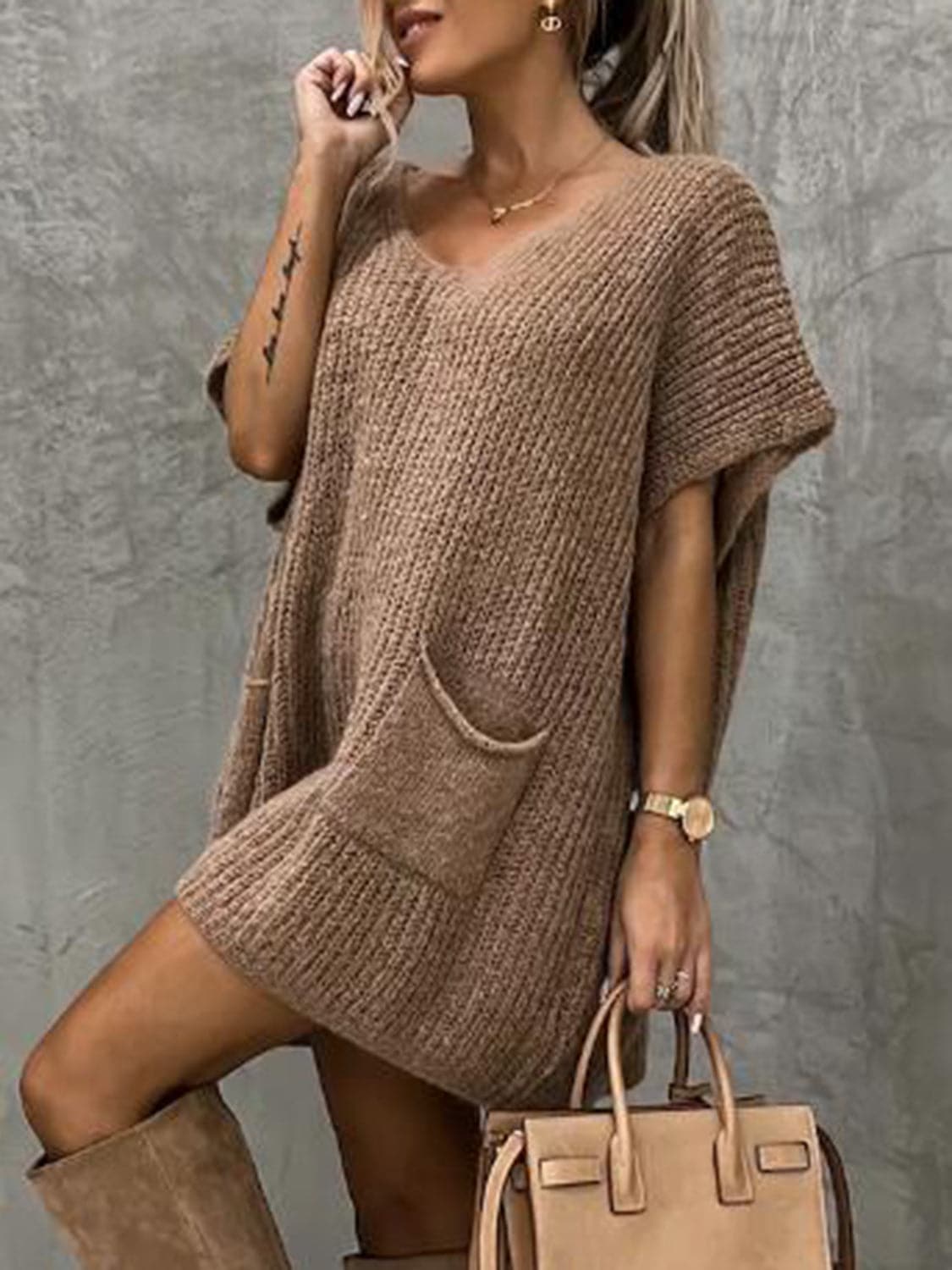 Tunica in Maglia - Miniabito da donna in maglia a maniche corte-Modasso