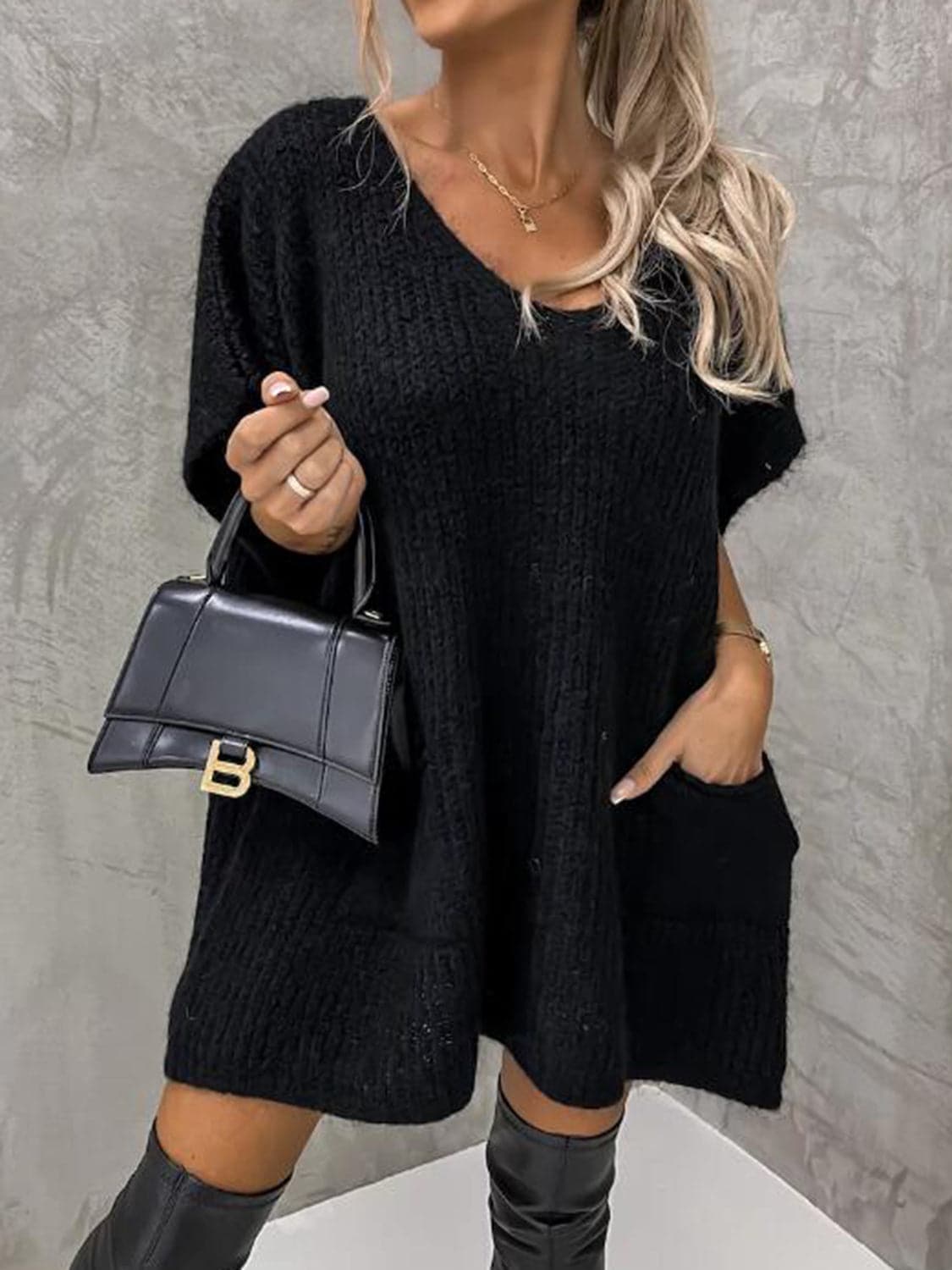 Tunica in Maglia - Miniabito da donna in maglia a maniche corte-Modasso