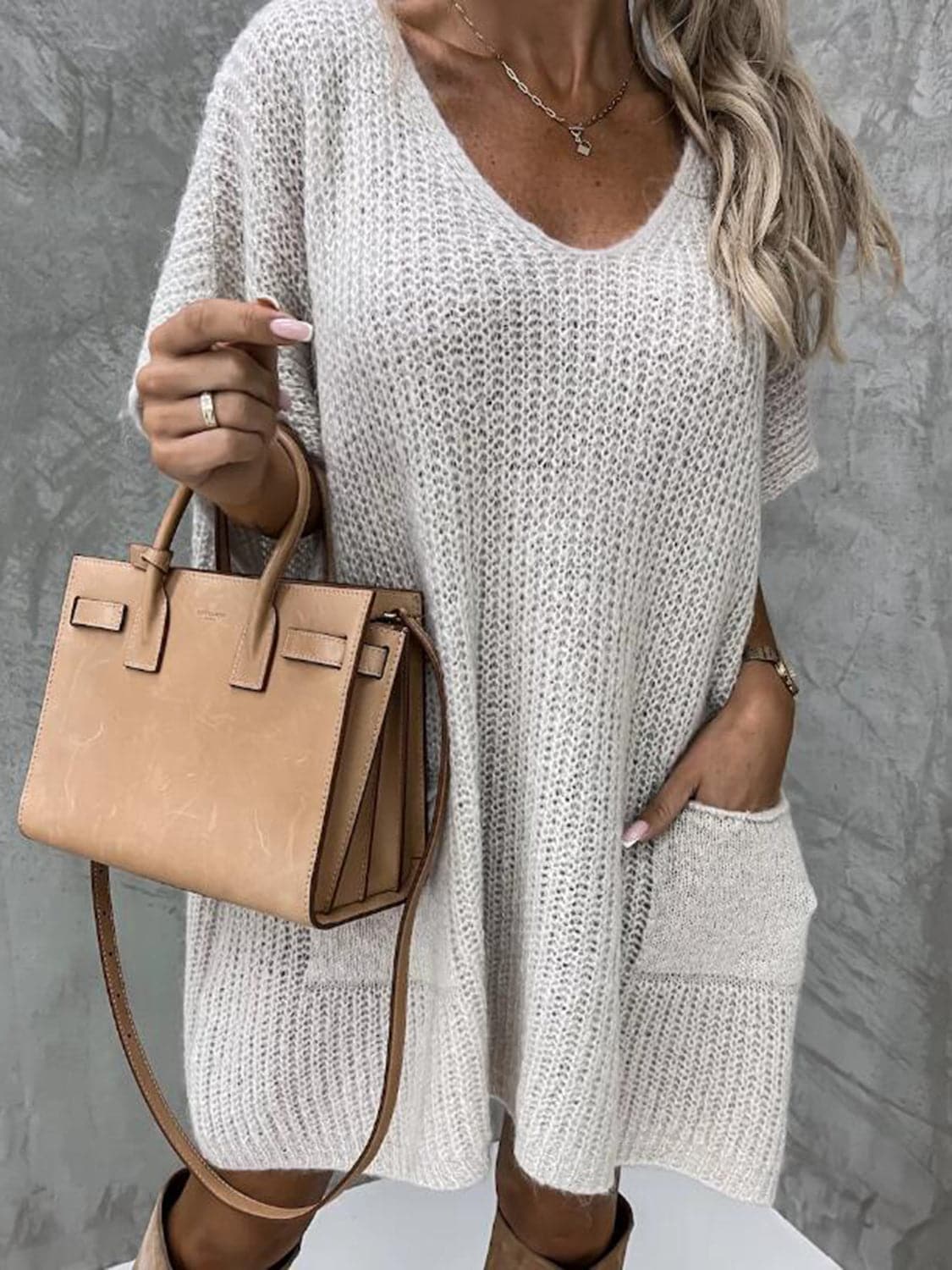 Tunica in Maglia - Miniabito da donna in maglia a maniche corte-Modasso