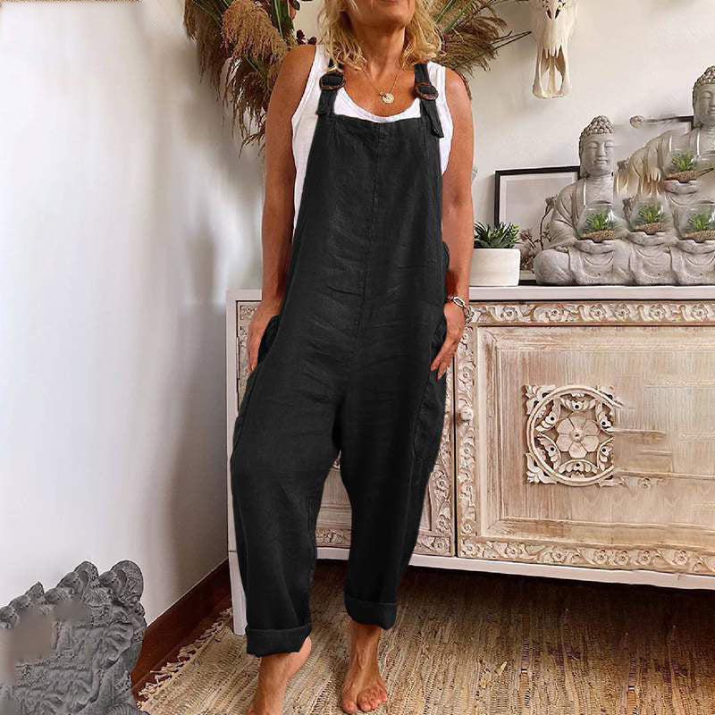 Tuta casual - Vestibilità ampia - Senza maniche - Tuta larga - Tuta da lavoro da donna-Modasso