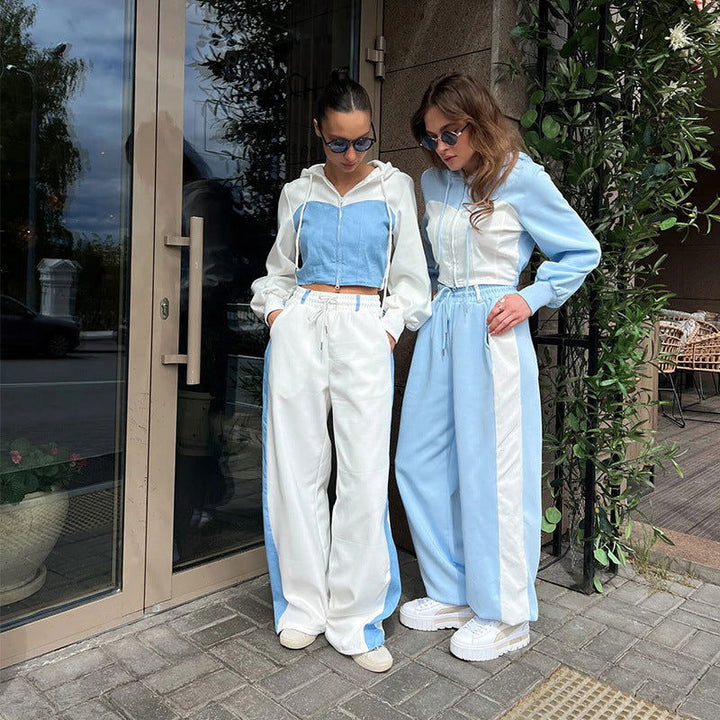 Tuta da donna | Con cerniera | Gamba larga | Set felpa | Set da jogging-Modasso