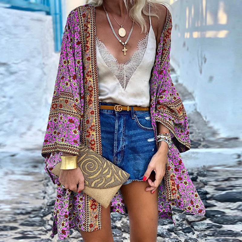Zanzi Cardigan Boho, Un kimono allegro, elegante e di lunghezza media!-Modaso