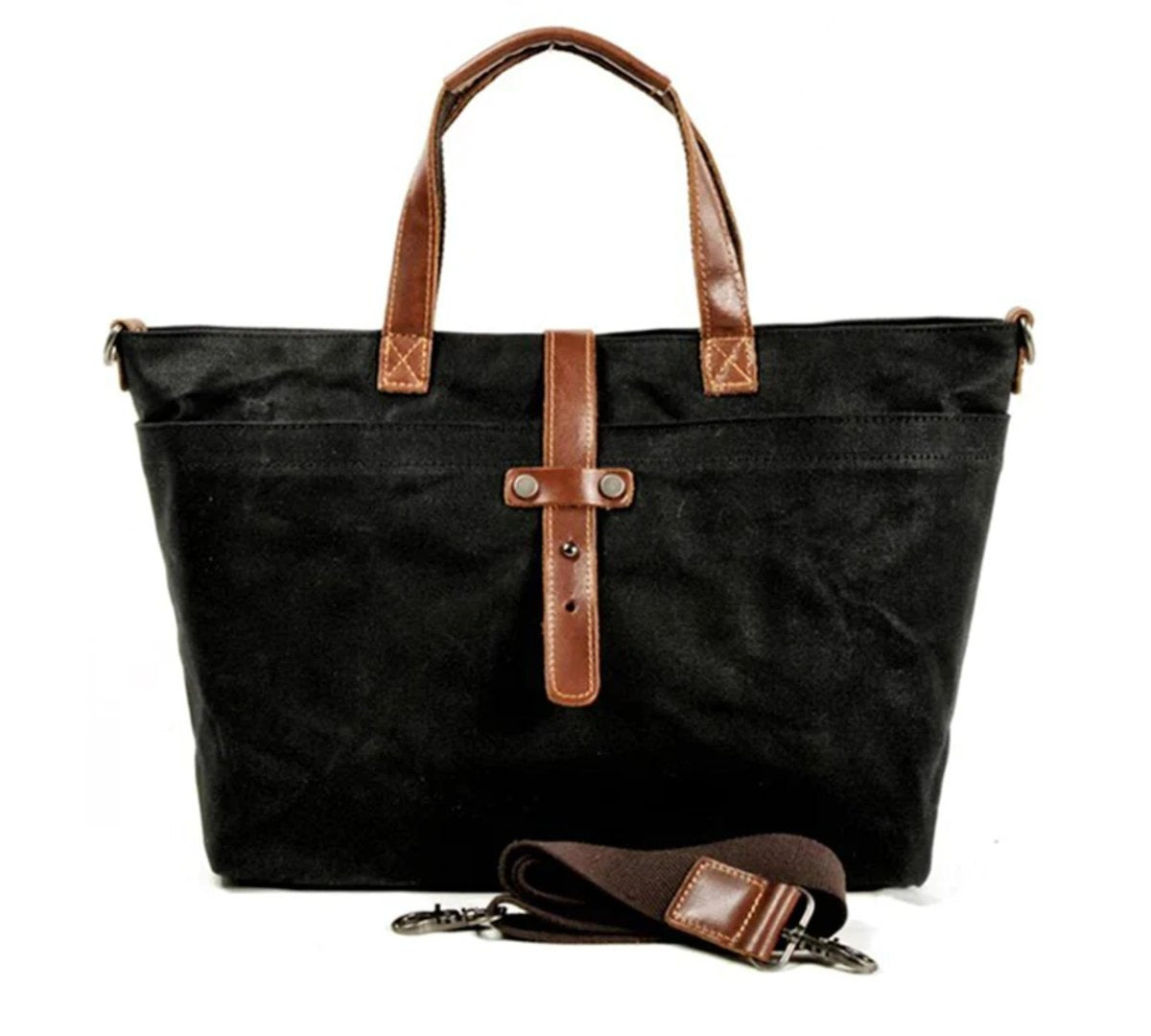 Borsa da Lavoro, Tela Cerata, Pelle, Tracolla Removibile-Modaso