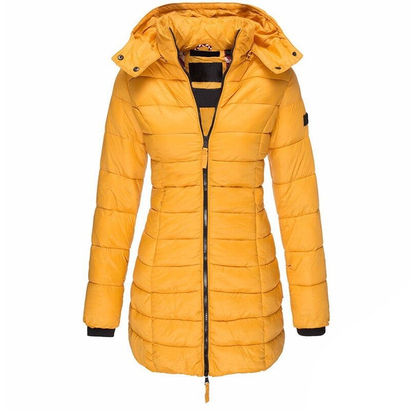 Piumino Invernale Donna, Cappuccio Staccabile, Zip Intera, Leggero-Modaso