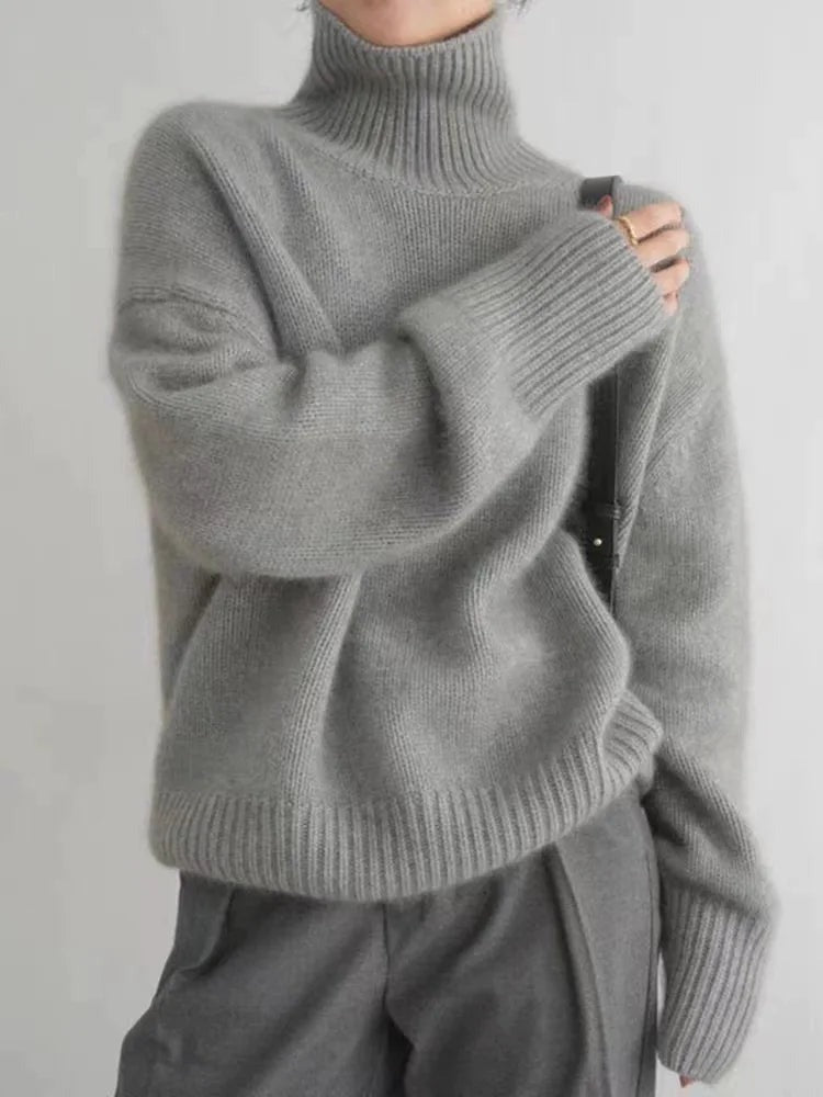 Maglione Cashmere Donna, Collo Alto, Morbido, Oversize, Inverno-Modaso