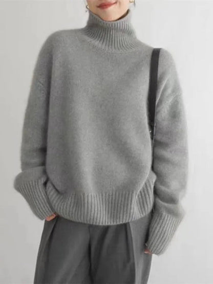 Maglione Cashmere Donna, Collo Alto, Morbido, Oversize, Inverno-Modaso