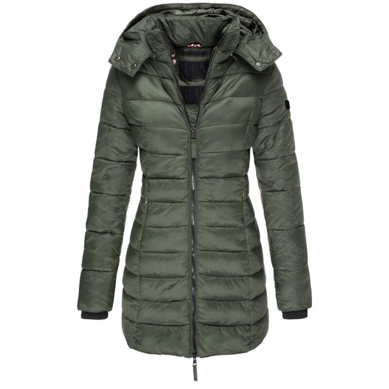 Piumino Invernale Donna, Cappuccio Staccabile, Zip Intera, Leggero-Modaso