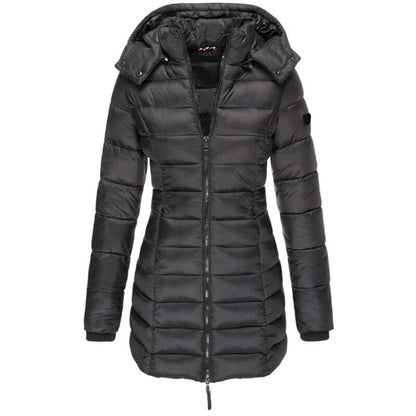 Piumino Invernale Donna, Cappuccio Staccabile, Zip Intera, Leggero-Modaso