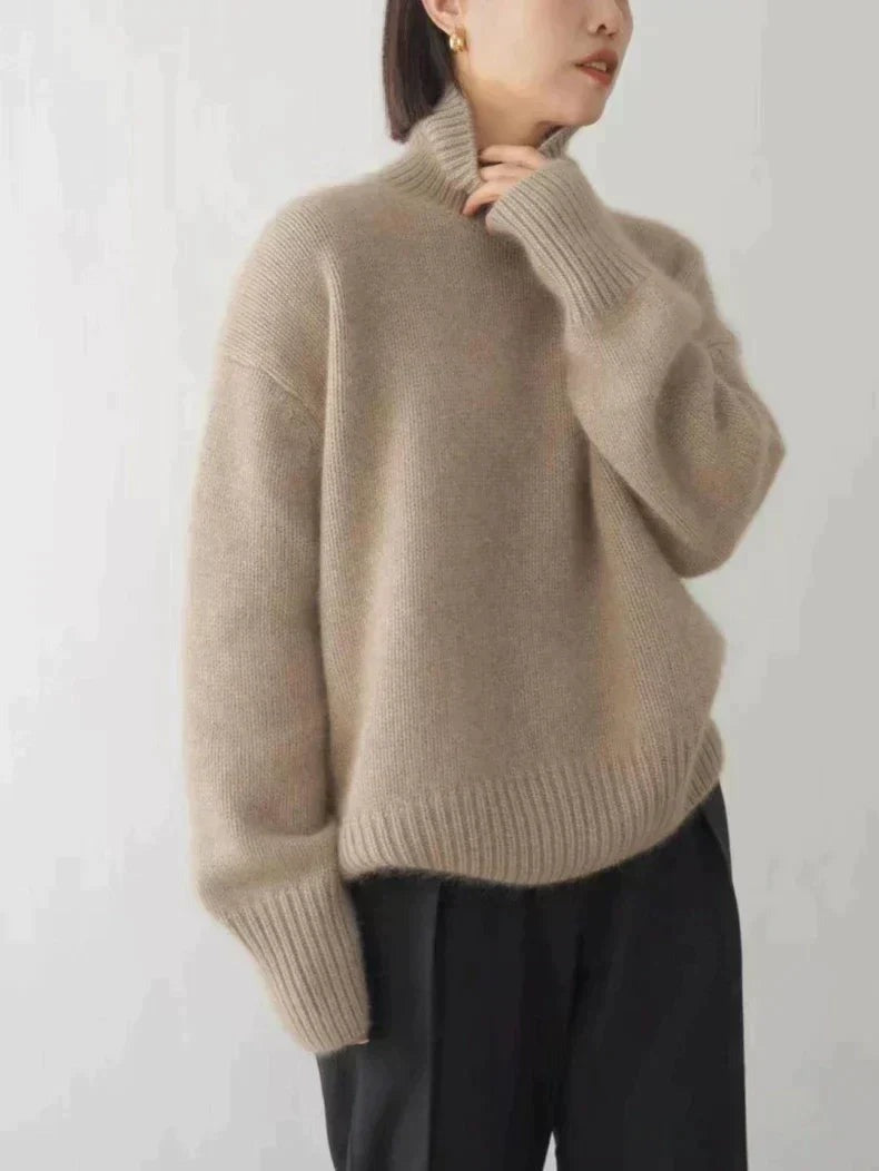 Maglione Cashmere Donna, Collo Alto, Morbido, Oversize, Inverno-Modaso