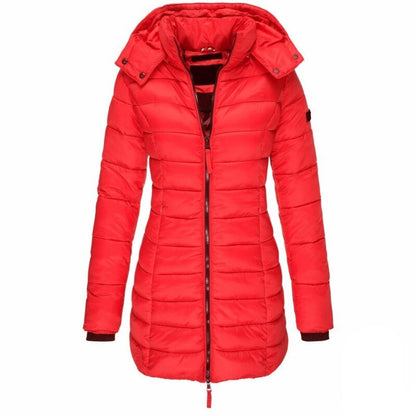 Piumino Invernale Donna, Cappuccio Staccabile, Zip Intera, Leggero-Modaso