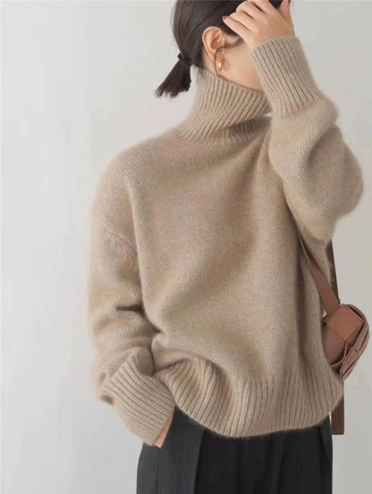 Maglione Cashmere Donna, Collo Alto, Morbido, Oversize, Inverno-Modaso