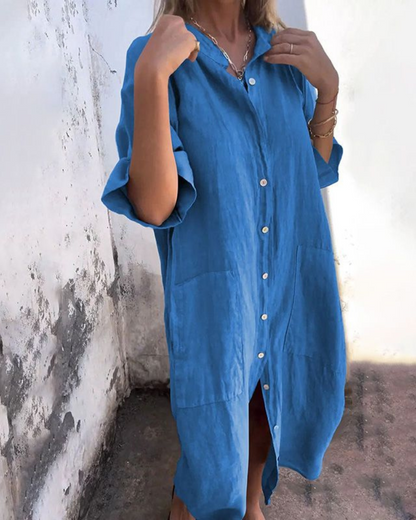Abito Camicia, Casual, Abbottonato, Abito Oversize, Abito Estivo-Modaso
