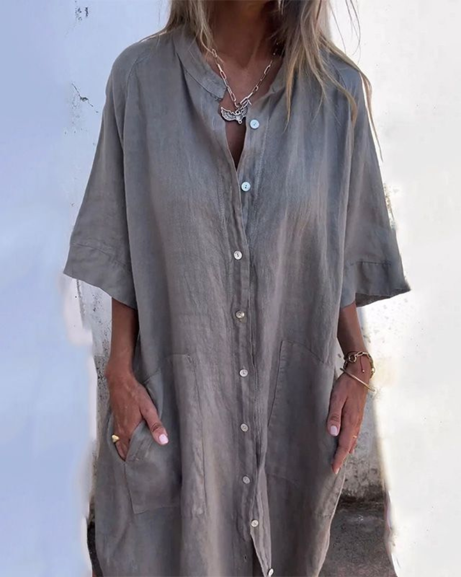 Abito Camicia, Casual, Abbottonato, Abito Oversize, Abito Estivo-Modaso