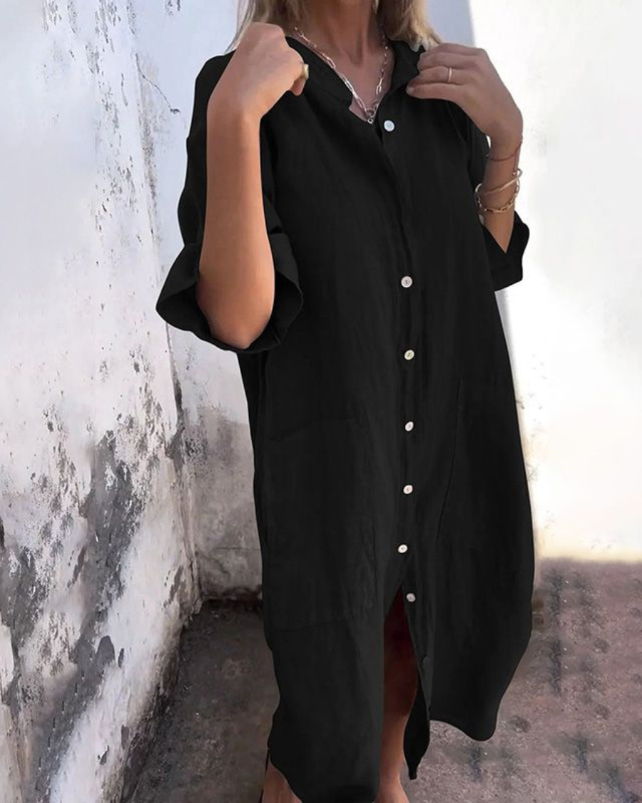 Abito Camicia, Casual, Abbottonato, Abito Oversize, Abito Estivo-Modaso