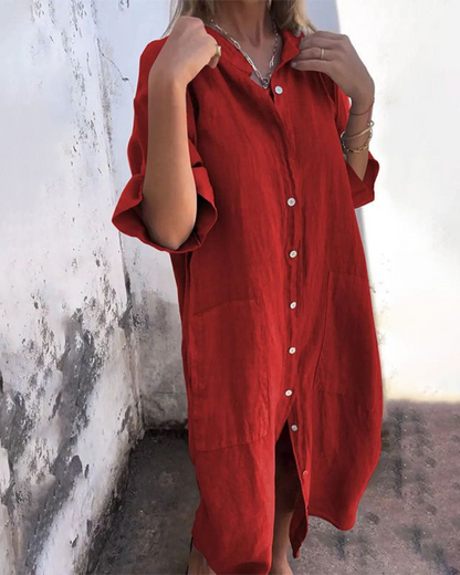 Abito Camicia, Casual, Abbottonato, Abito Oversize, Abito Estivo-Modaso
