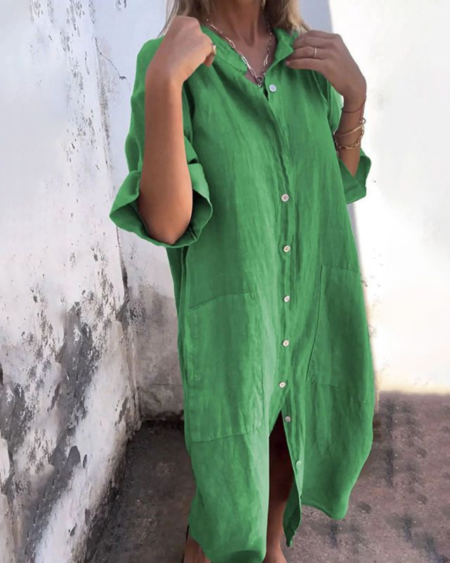 Abito Camicia, Casual, Abbottonato, Abito Oversize, Abito Estivo-Modaso