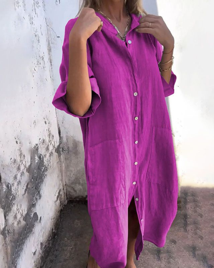 Abito Camicia, Casual, Abbottonato, Abito Oversize, Abito Estivo-Modaso