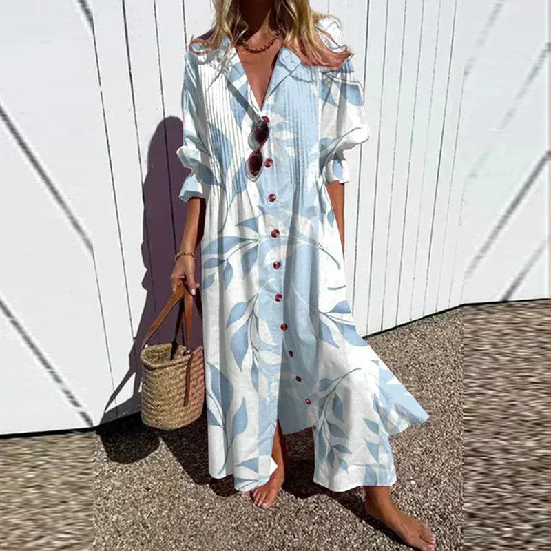 Abito Estivo Maxi, Abito Camicia Oversize Abbottonato-Modaso