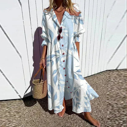 Abito Estivo Maxi, Abito Camicia Oversize Abbottonato-Modaso