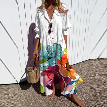 Abito Estivo Maxi, Abito Camicia Oversize Abbottonato-Modaso