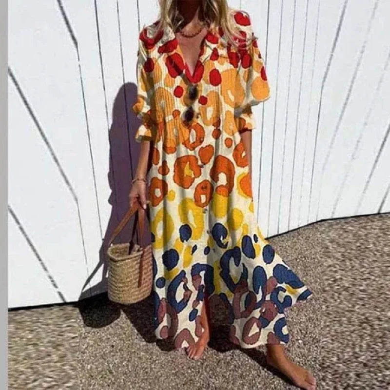 Abito Estivo Maxi, Abito Camicia Oversize Abbottonato-Modaso