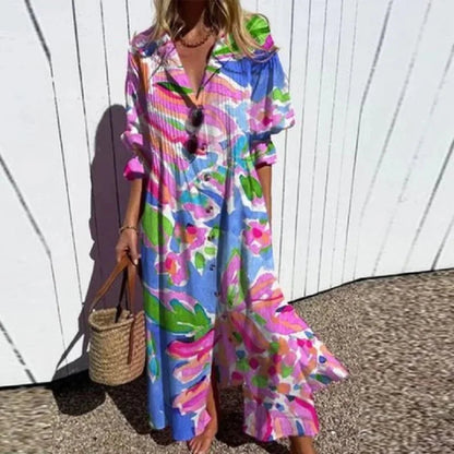 Abito Estivo Maxi, Abito Camicia Oversize Abbottonato-Modaso
