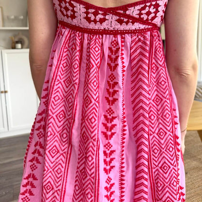 Abito Lungo Rosa, Vestito Estivo con Spalline Sottili-Modaso