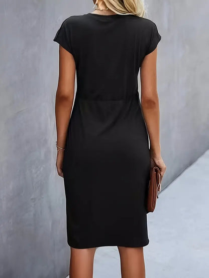 Abito | Manica corta | Lunghezza al ginocchio | Abito elegante | Abito midi-Modasso
