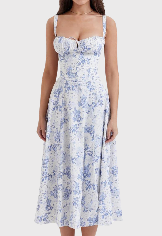 Abito a bustino - Senza maniche - Spacco - Abito midi - Abito estivo-Blue Print-S-Modasso