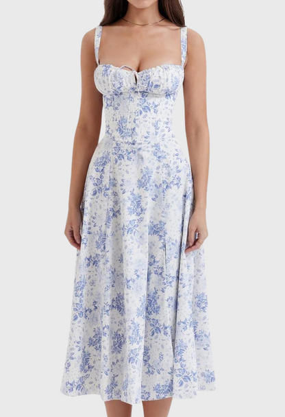 Abito a bustino - Senza maniche - Spacco - Abito midi - Abito estivo-Blue Print-S-Modasso