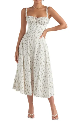 Abito bustier - Senza maniche - Spacco - Abito midi - Abito estivo-Modasso