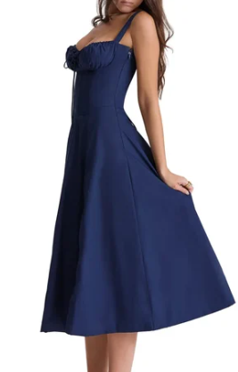 Abito bustier - Senza maniche - Spacco - Abito midi - Abito estivo-Modasso