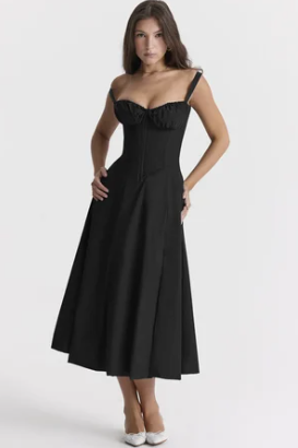 Abito bustier - Senza maniche - Spacco - Abito midi - Abito estivo-Modasso