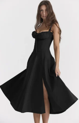 Abito bustier - Senza maniche - Spacco - Abito midi - Abito estivo-Modasso
