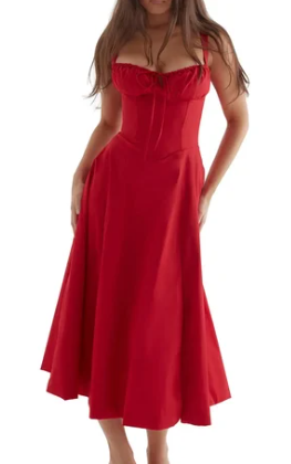 Abito bustier - Senza maniche - Spacco - Abito midi - Abito estivo-Modasso