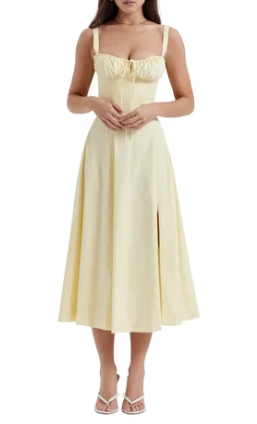 Abito bustier - Senza maniche - Spacco - Abito midi - Abito estivo-Modasso