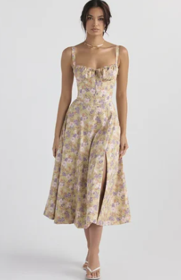 Abito bustier - Senza maniche - Spacco - Abito midi - Abito estivo-Modasso