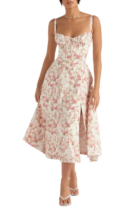 Abito bustier - Senza maniche - Spacco - Abito midi - Abito estivo-Modasso