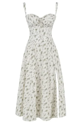 Abito bustier - Senza maniche - Spacco - Abito midi - Abito estivo-Stampa Ecologica-S-Modasso