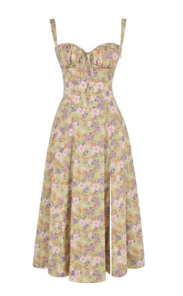 Abito bustier - Senza maniche - Spacco - Abito midi - Abito estivo-Stampa Gialla-S-Modasso