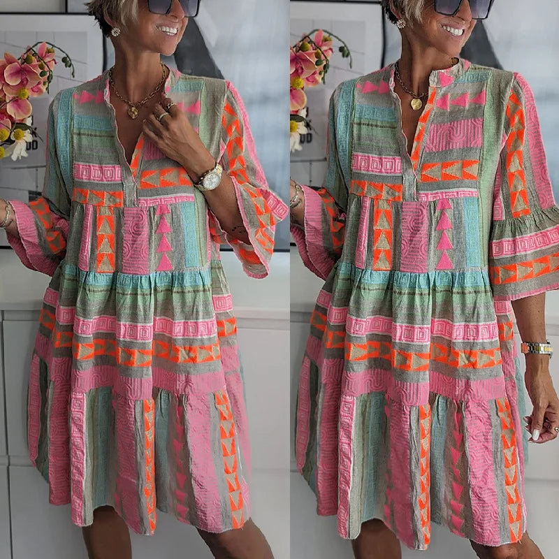 Abito casual - Abito da donna con vestibilità ampia, al ginocchio, maniche lunghe-Modasso