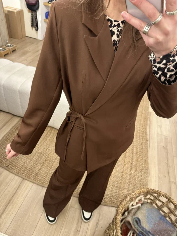 Abito di lino - Vestaglia - Gamba larga - Completo blazer - Completo due pezzi da donna-Modasso