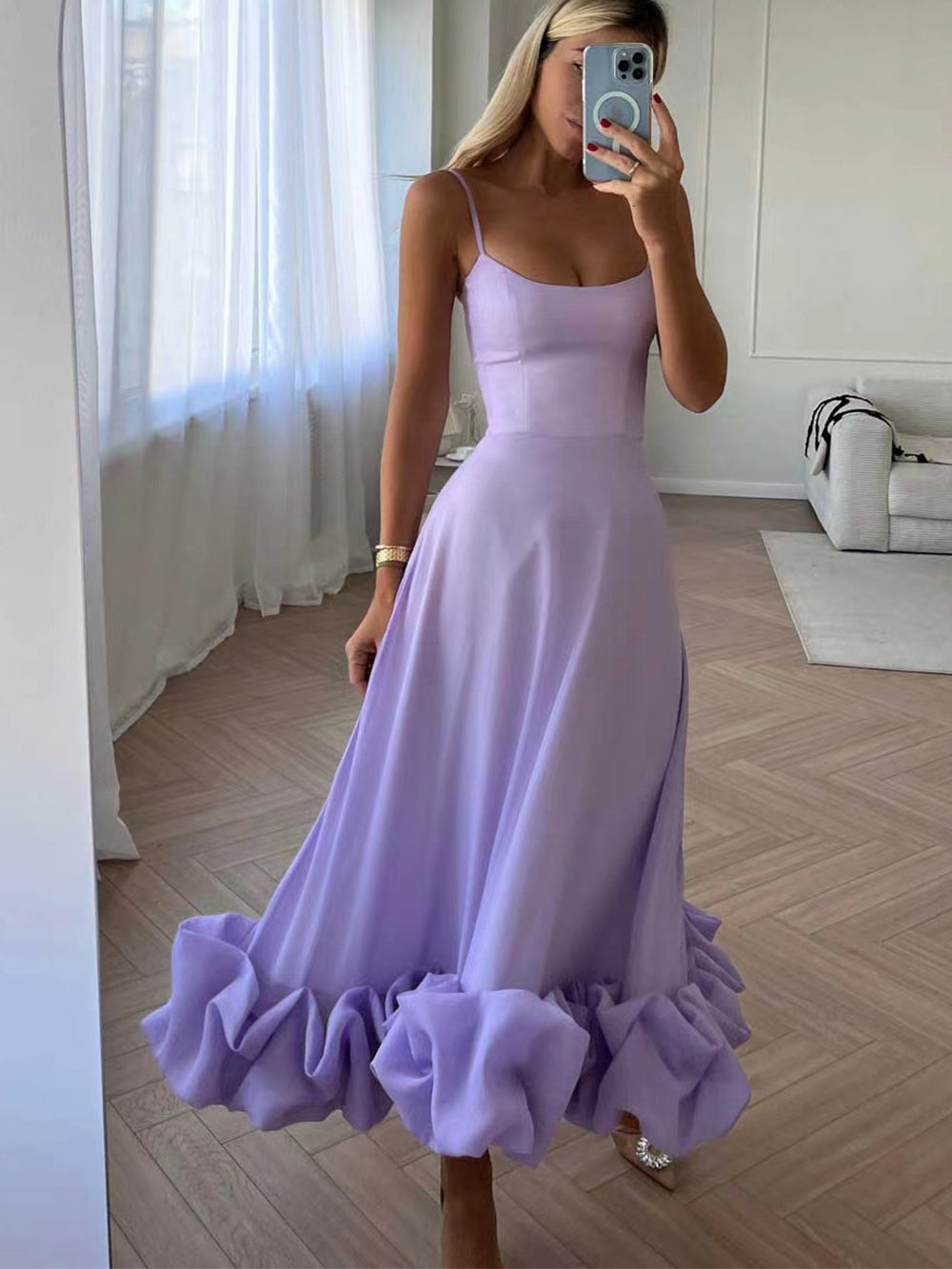 Abito elegante - Spaghettini - Midi - Abito a bustino - Abito da cocktail-Viola-S-Modasso