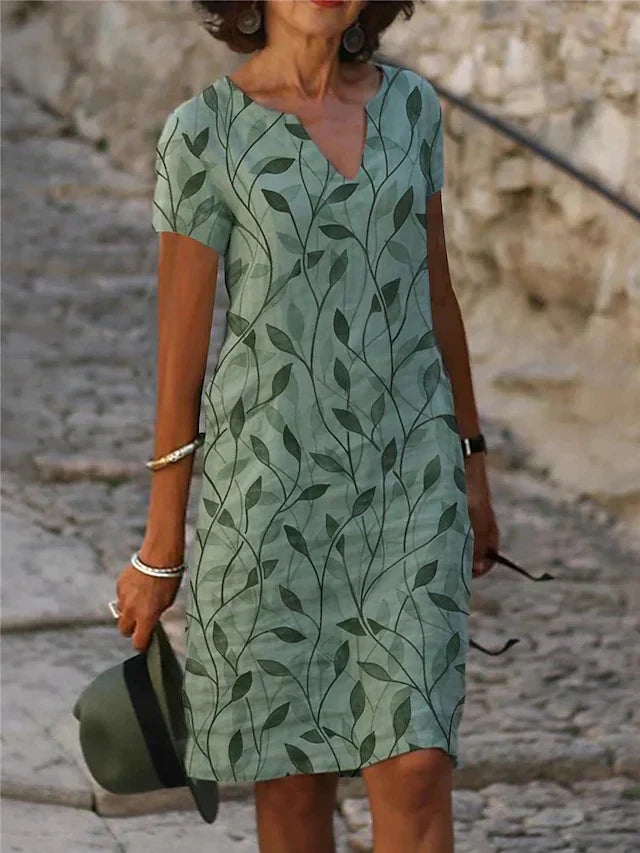 Abito estivo - Maniche corte - Scollo a V - Lunghezza al ginocchio - Lunghezza midi-Verde-S-Modasso