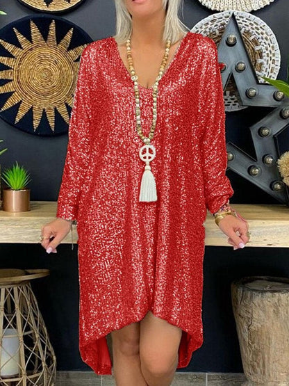 Abito scintillante, Vestito da festa con paillettes ampio e con maniche-Modaso
