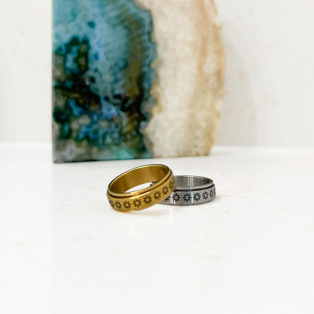 Anello Antistress Girevole Donna, Acciaio Inox Oro e Argento-Modaso