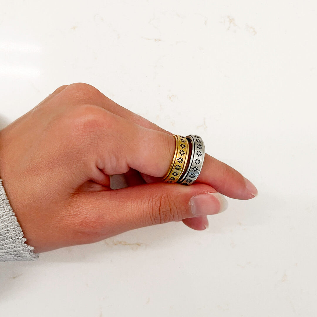 Anello Antistress Girevole Donna, Acciaio Inox Oro e Argento-Modaso