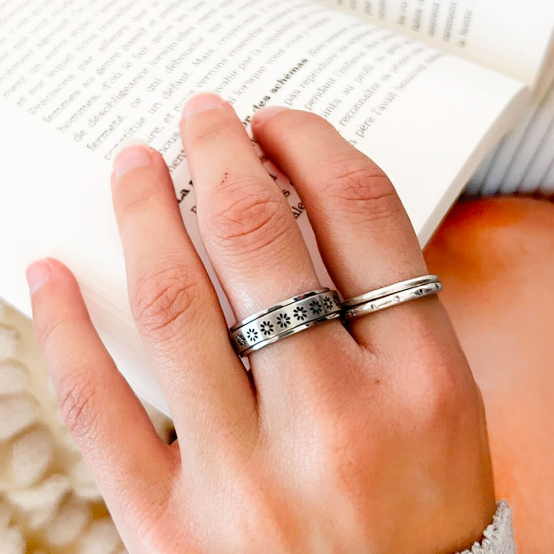 Anello Antistress Girevole Donna, Acciaio Inox Oro e Argento-Modaso