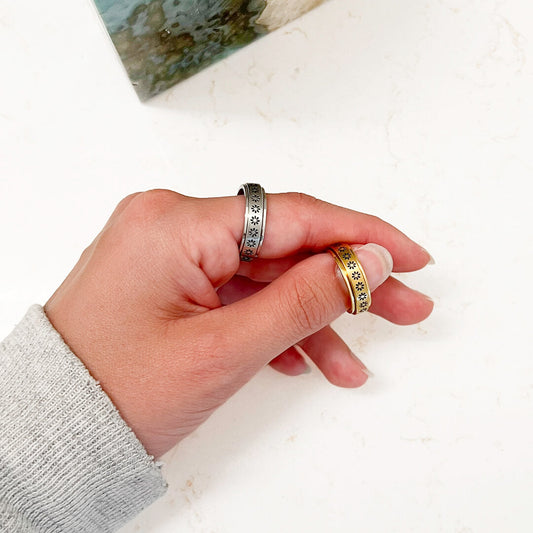Anello Antistress Girevole Donna, Acciaio Inox Oro e Argento-Modaso