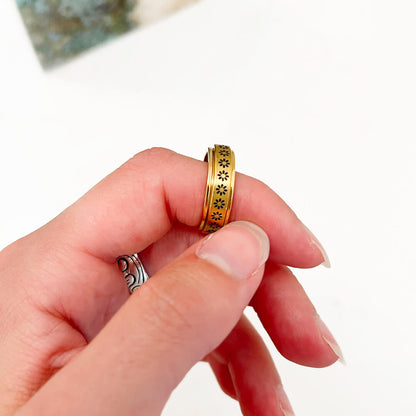 Anello Antistress Girevole Donna, Acciaio Inox Oro e Argento-Oro-5-Modaso